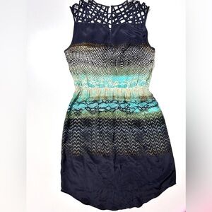 Charlie jade silk pattern dress green black